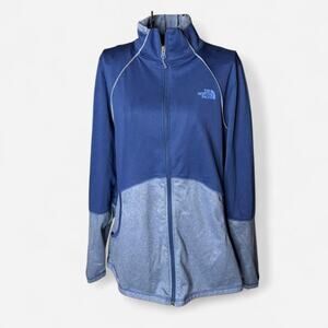 The North Face Women's XL Blue Colorblock Full Zip Fleece Jacket Mock Neck